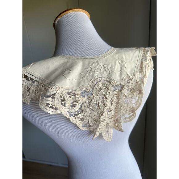 Antique Battenburg Ivory Collar Womens Accesories Edwardian Victorian Handmade - Picture 3 of 8